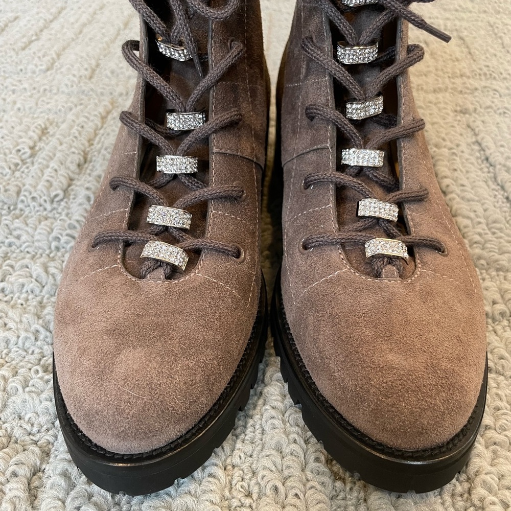 Brand New Jimmy Choo Bren Flat Mink Silver Combat Boots 40 Crystal - Picture 7 of 10